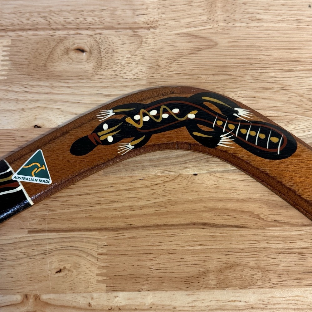 Australian Aboriginal Hand Painted Boomarang 14" Joe Skeen Indigenous Art Wood - Picture 3 of 10